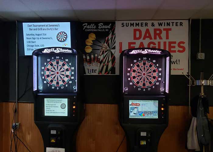 Dart boards at Falls Bowl in Chippewa Falls WI.